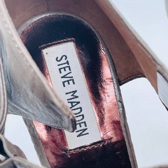 Steve Madden Leather Peep Toe Taupe Booties Size 8 - Picture 11 of 16